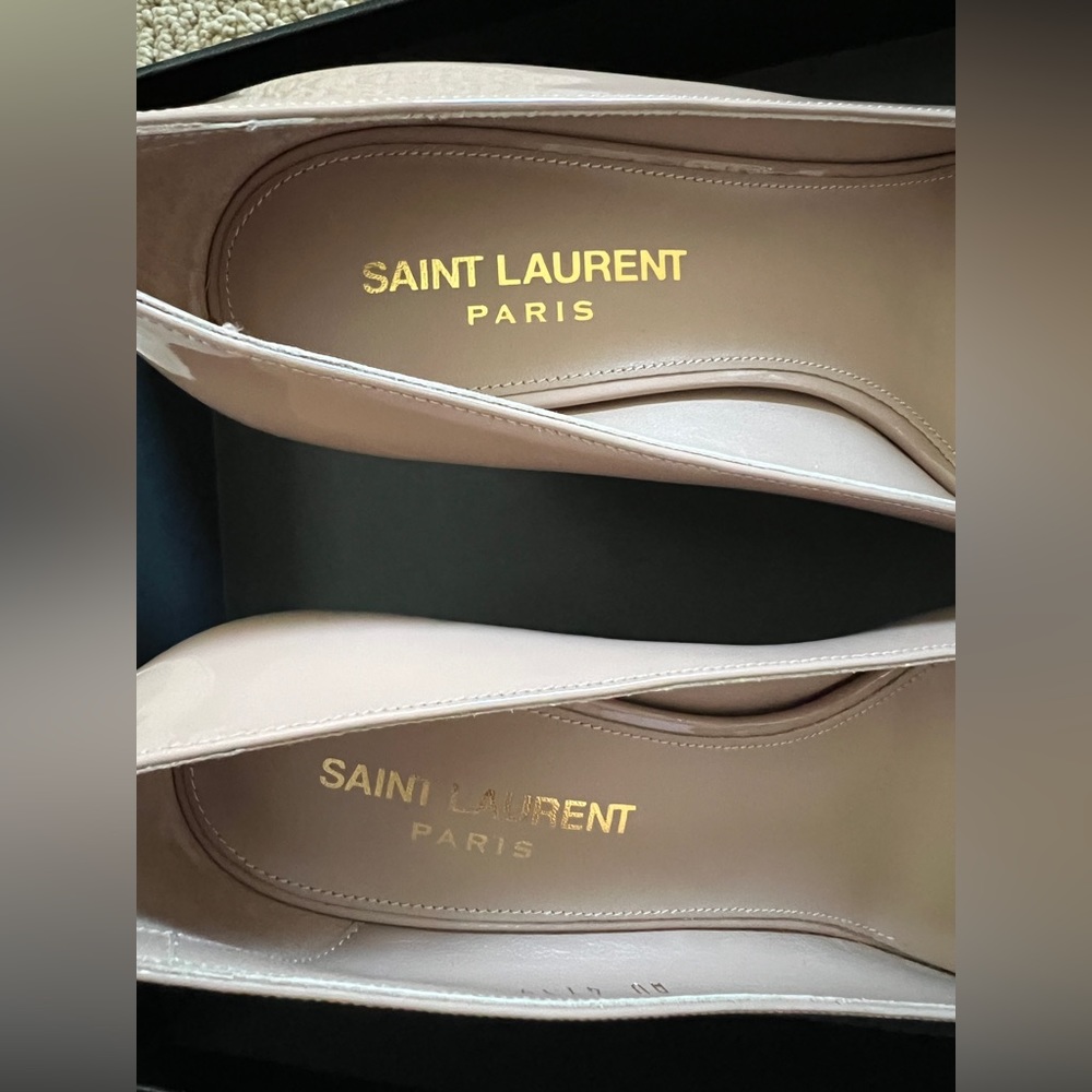 Saint Laurent vernice chiffon mid heel leather size 36